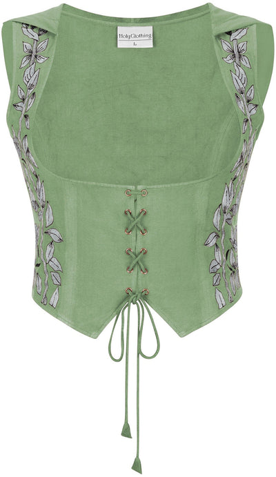 Tauriel Top Limited Edition Spring Basil Silver Embroidery